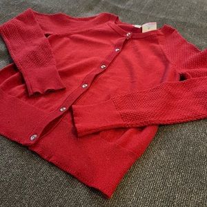 Girls Red Cardigan sweater size large 10/12 New with tags